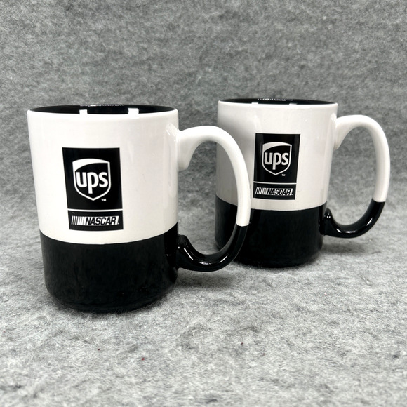 UPS NASCAR Coffee Mugs - Set of 2 - Collaboration Collectible Racing Memorabilia - Picture 1 of 7